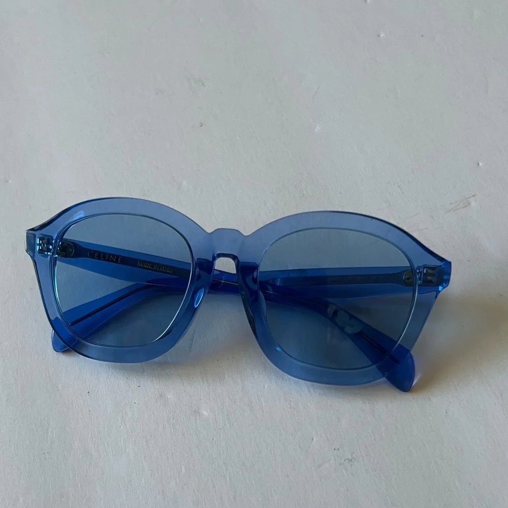 CELINE CL40017F ROUND SUNGLASSES BLUE NEW WITH CELINE CASE